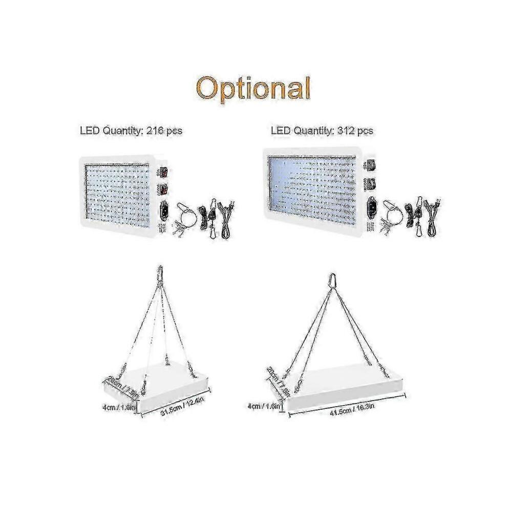 2000W LED Grow Light for Indoor Plants 312 LEDs Full Spectrum Veg and Bloom Dual Switch IP65 Waterpr Tw
