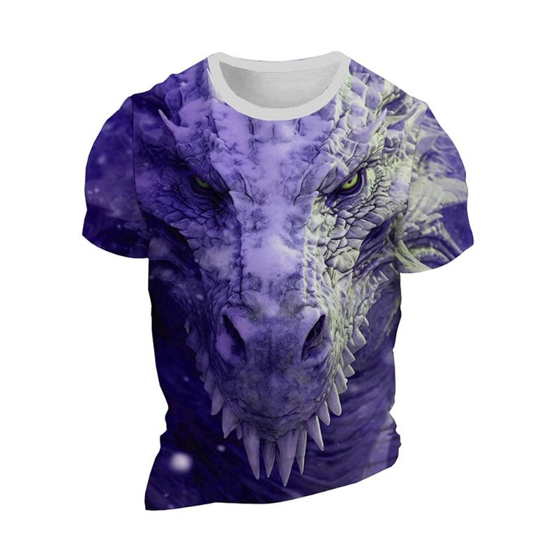 Men's T-shirt 3D dragon print summer daily casual men's street T-shirt short sleeved outdoor sports city fashion men's T-shirt
