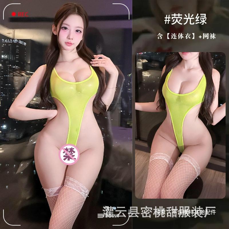Sex Underwear Thin Transparent High Split Suspender Onesie Sexy Mesh Perspective Bikini Pajamas