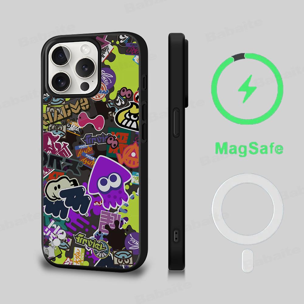 

Splatoon Phone Case Magnetic Case For IPhone 16 14 13 12 11 15 Pro Max Plus For Magsafe Wireless Charge Cover iPhone 16 plus