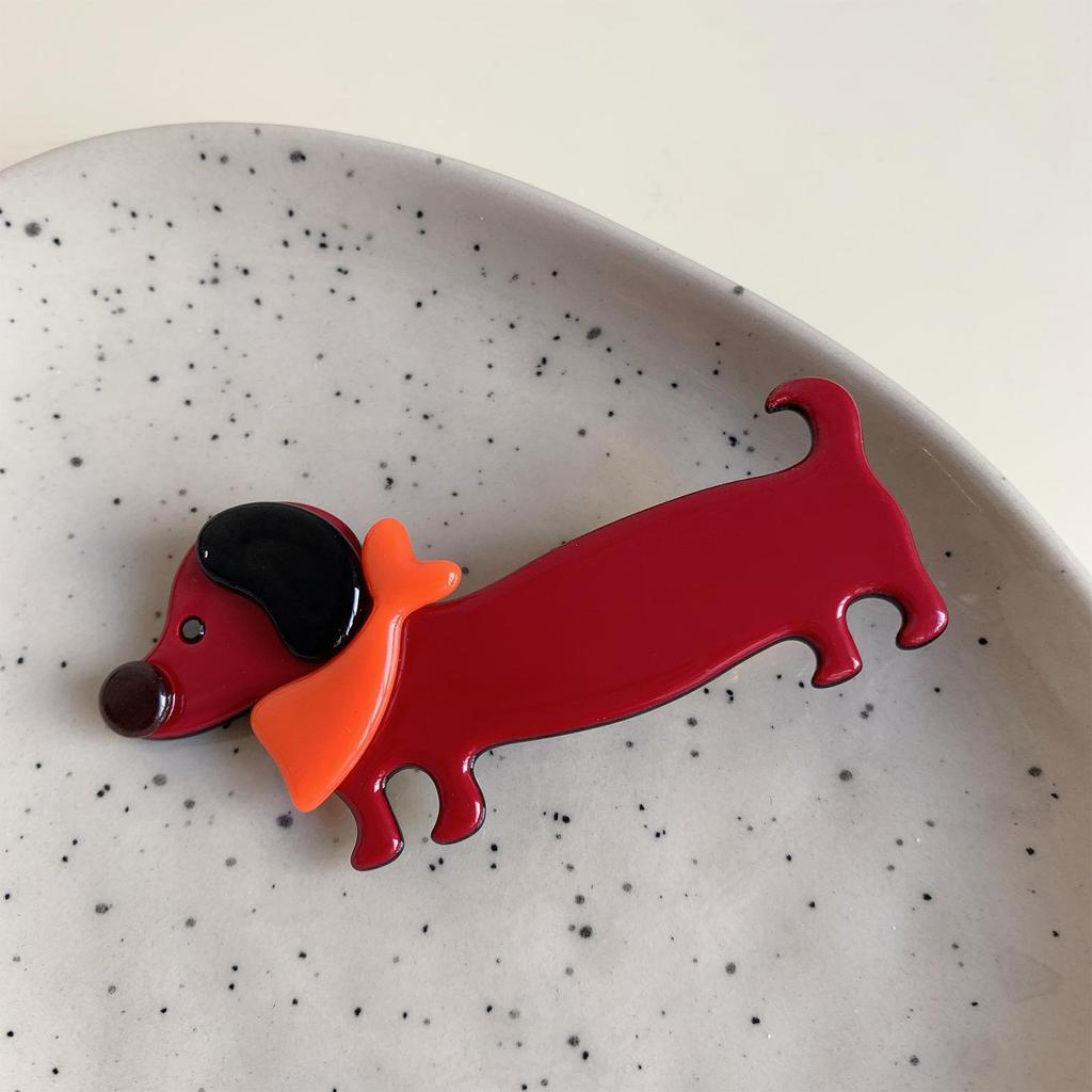 Popular Acetate Dachshund Hair Clip Fun Sausage Dog Hair Clip for All Ages Lovely Hair Barrettes Side Hair Styling Clip