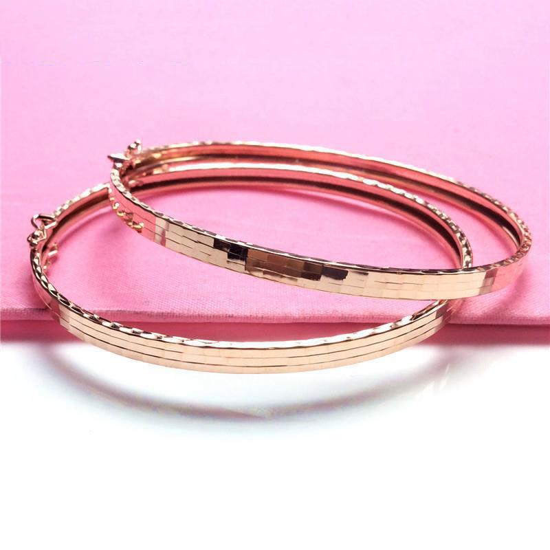 585 Purple Gold Simple Ins Wind Korean Version Temperament Shining Bracelet Color Gold Plated Rose Gold Bracelet (approx. 18cm)