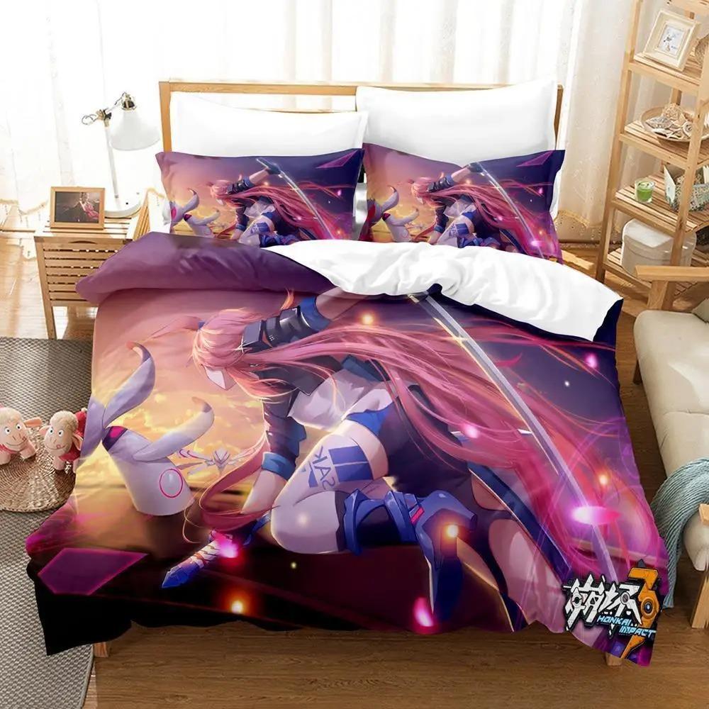 Spel Honkai Impact 3 Sängkläder Set Enkelsäng Tvilling Full Queen King Size Sängset Vuxen Barn Sovrum Påslakanset Anime Lakan Set