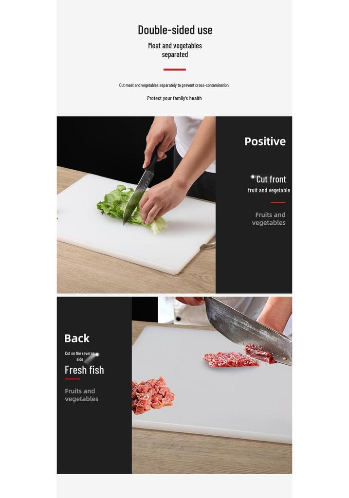 Thickened PE Plastic Cutting Board with Hook for Fruit, Vegetables, and Baby Food.