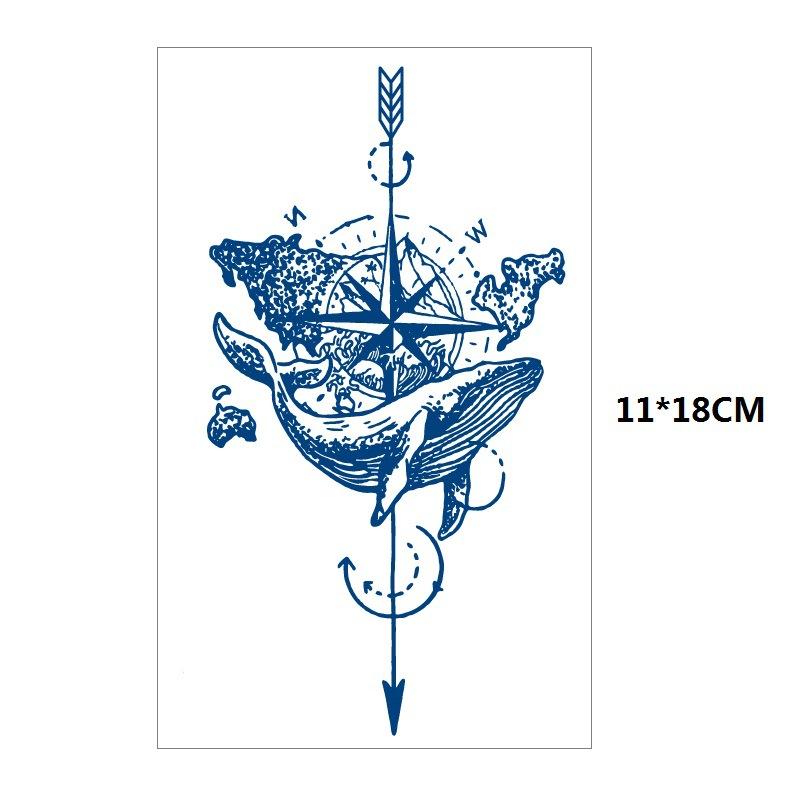 Herbs Gradual Change Jellyfish Planet Feather Snake Big Pattern Geisha Slowly Color Simulation Water Transfer Tattoo Sticker