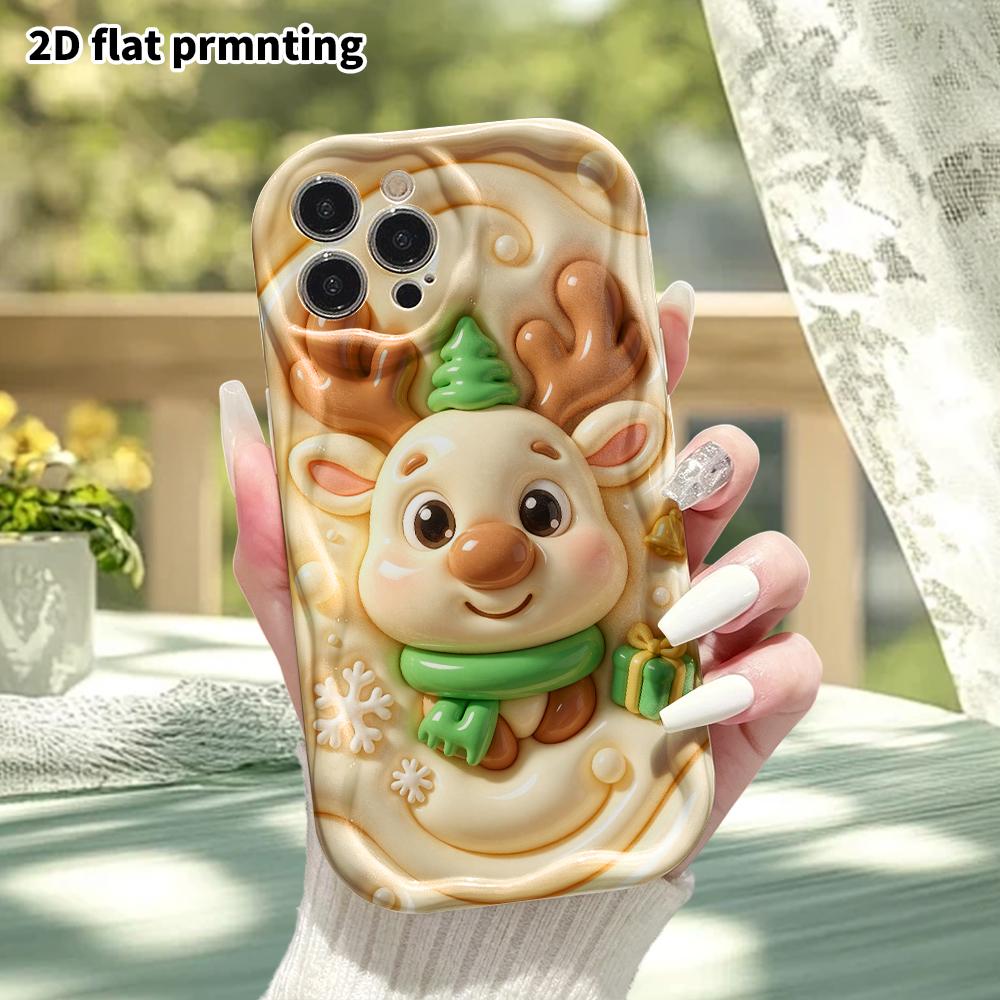Phone Case: 2D Flat Design Suitable for iPhone 18 17 16 15 14 13 Pro Protective Case, Christmas Reindeer, Perfect Holiday Gift for Christmas and Hallo