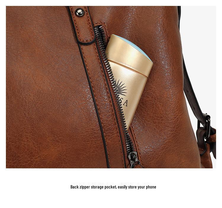 Retro Women's Commuting Tote: High-End, Large Capacity, Crossbody, Fashionable One-Shoulder Bag