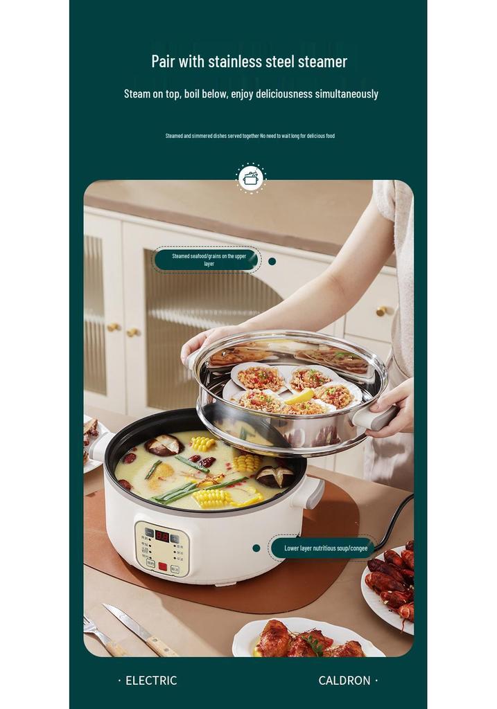 Vaporiera Elettrica a Tre Piani: Multifunzionale, Spegnimento Automatico, Grande Capacità, Timer, Pentola Elettrica Multi-livello, Cestello per Cottura a Vapore