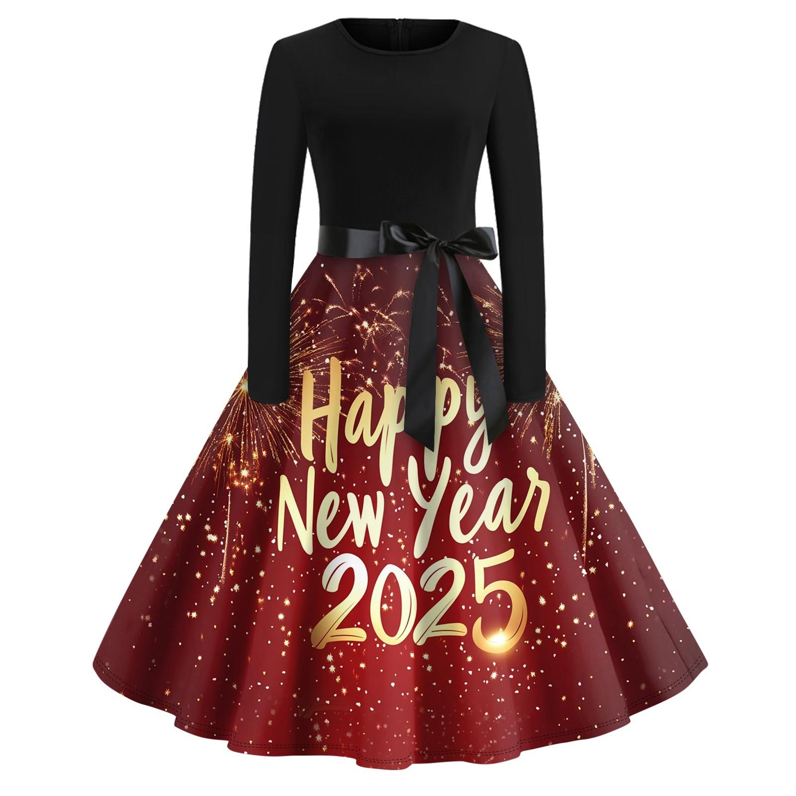 

Женское винтажное классическое платье с длинным рукавом и принтом, свободное платье с круглым вырезом XXL красный