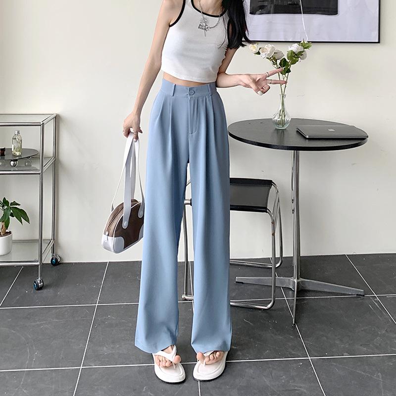 Narrow Version of Wide-leg Pants for Women In Spring and Autumn Draped Straight Trousers for Women, Slim and Casual, High-waisted Slim Suit Pants