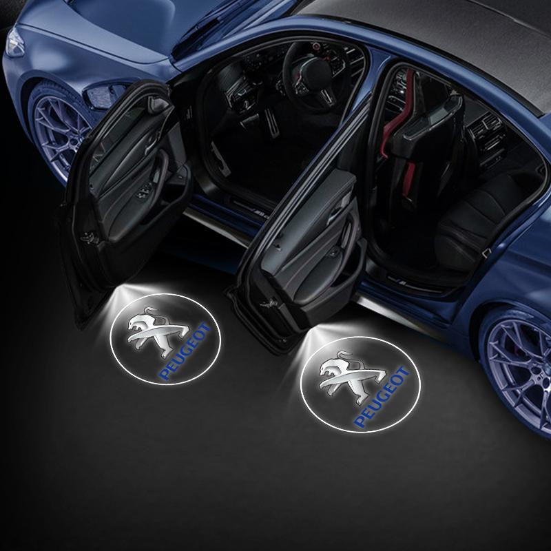 2026 Heißer Autoaufkleber LED Auto Tür Emblem Licht Willkommensleuchte Kabelloser Laserprojektor Auto Zubehör für Peugeot 206 207 208 30