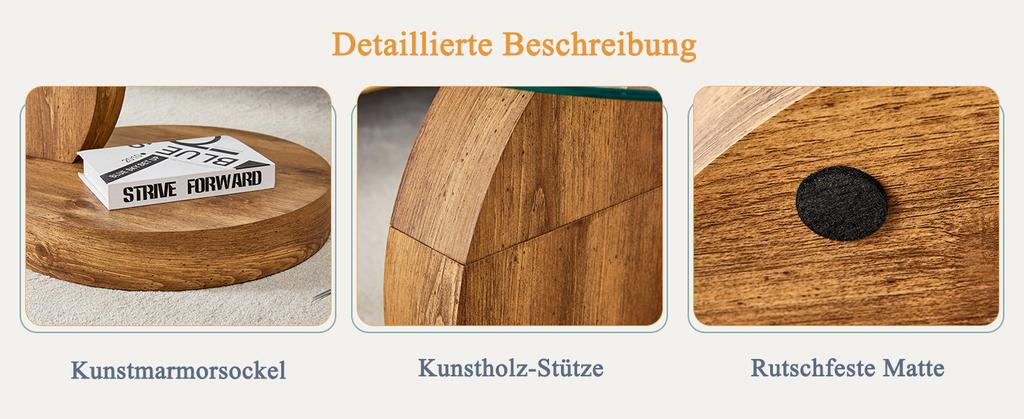 Modern Minimalist Tempered Glass Coffee Table, Multi-Layer Design, High-Quality MDF Material, with Natural Wood Texture Stickers