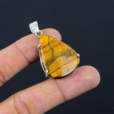 Sisters Day Deal Sterling Silver Tiger Eye Stone Daughter Bezel Pendant Jewelry