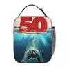 Jaws 50th Anniversary Logo Insulated Lunch Bag for Women Office Cooler Thermal Food Box Tote Portable Lunch Boxes Container