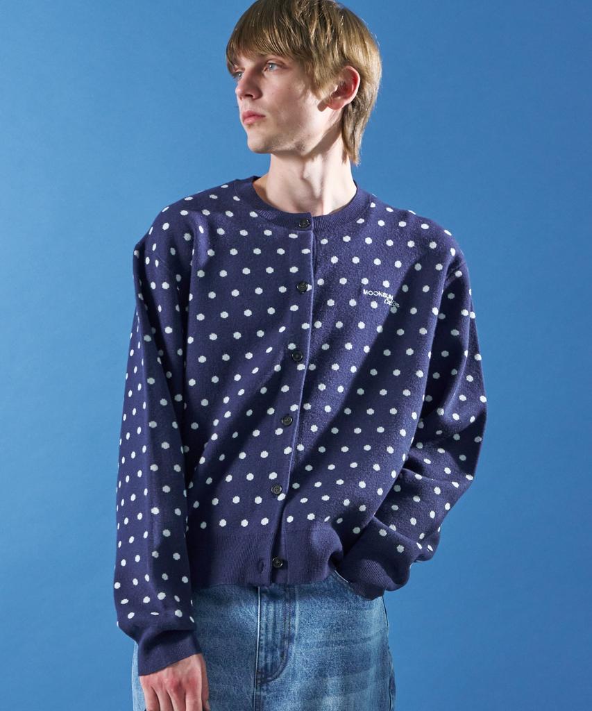 Moonsun M.C Dot Dot Knit Cardigan / Navy
