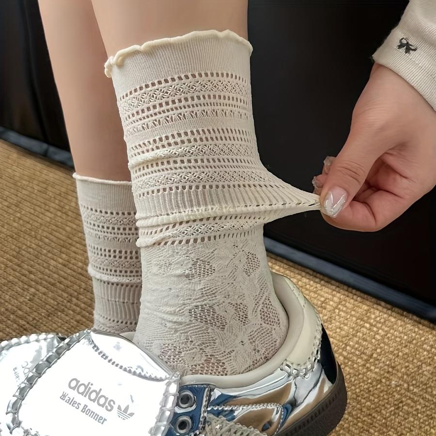 

1/3Pairs Hollow Mesh Socks For Women Cute Japanese Jk Style Long Socks Ultra Thin Summer Ruffle Korean Harajuku Breathable Socks One Size