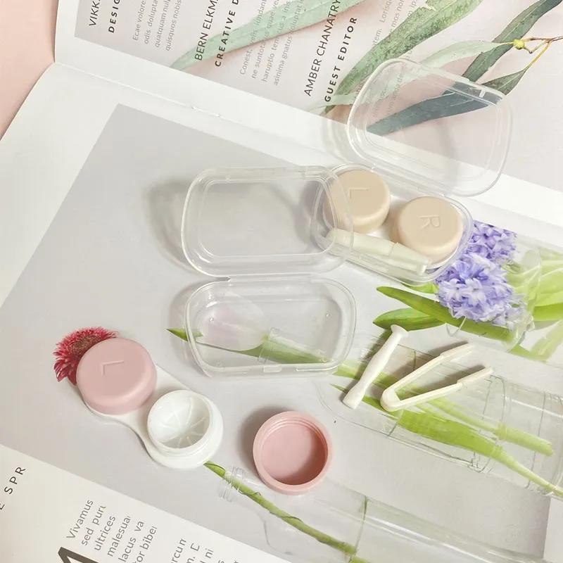 Contact Lenses Case Eyes Care Travel Kit Holder Container Lens Box Simple Candy Color Contact Lens Case Box for Women Girl