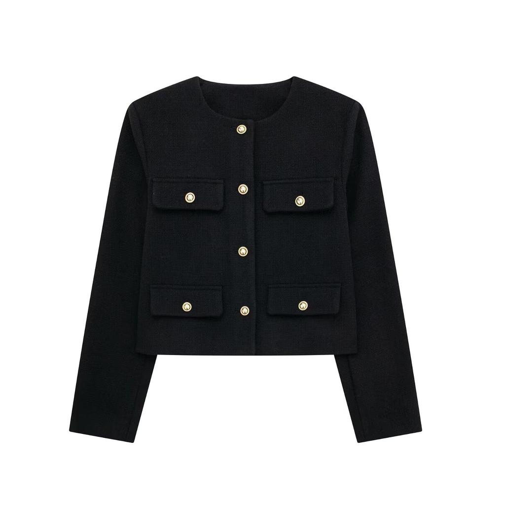 Moda Donna Bomber Corto Giacche Donna Bottone Dorato Blazer Primavera Donna Chic Streetwear Outwear Top