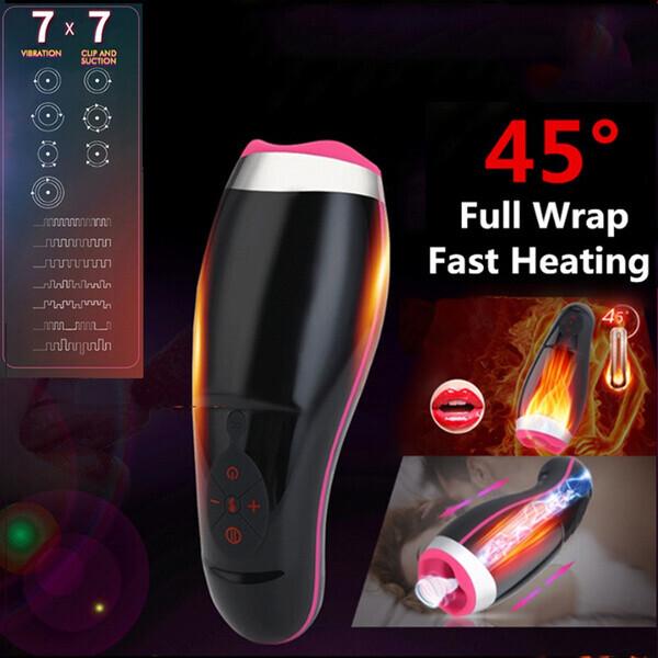 Automatické vyhřívání Sání Mužský Masturbátor Cup Smart Pulse Baterka Vibrátor Vagina Skutečná Pussy Sex Machine Kouření Sexuální hračky pro muže