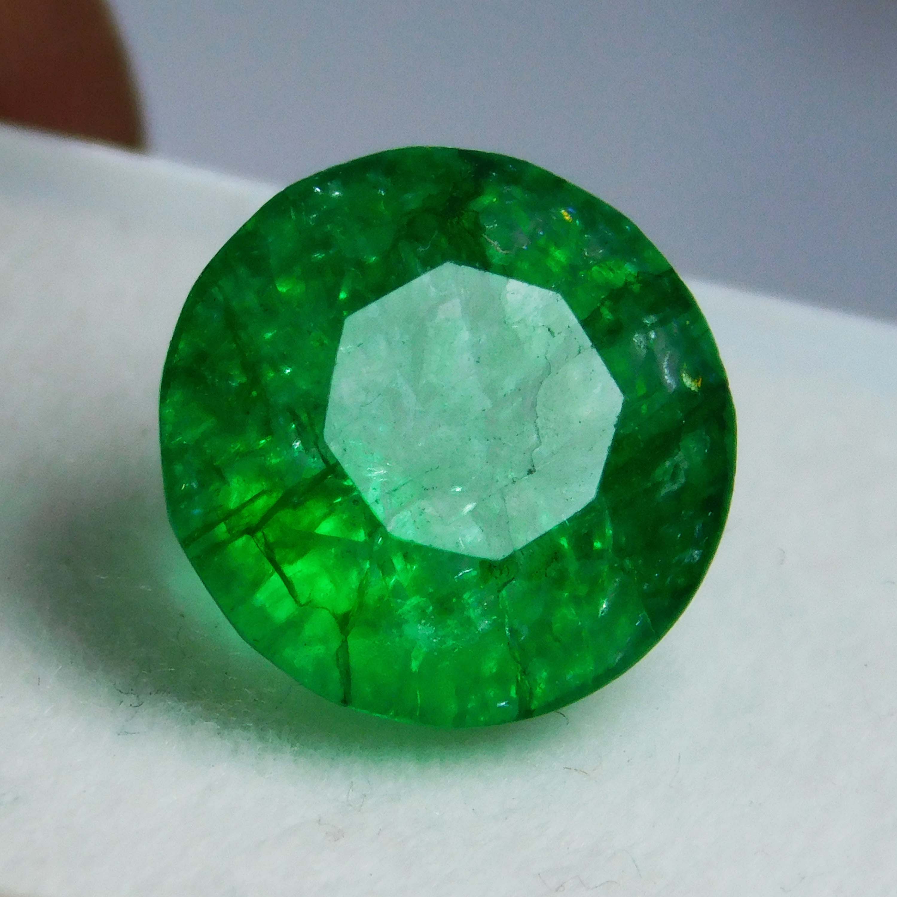 

8.23 Ct Natural Colombian Emerald Round Cut Green CERTIFIED Loose Gemstone A-6210 10.9 mm approx. зелений