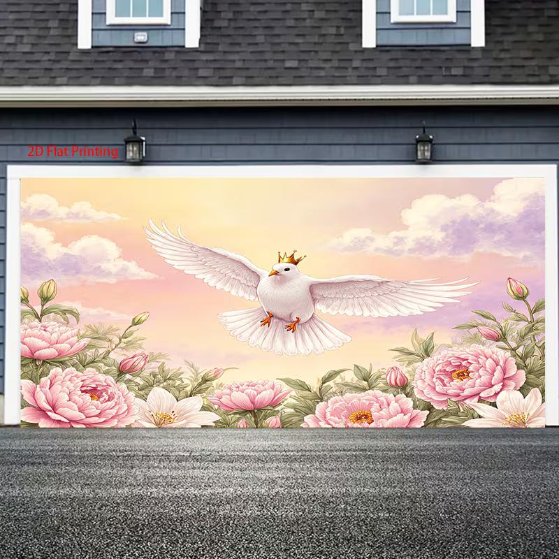 Krontaube Wandteppich, Rosa Blumen Hintergrundstoff, Wohnkultur