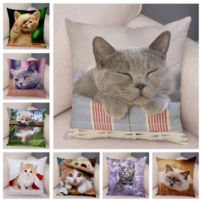 Cute Pet Animal Print Pillowcase Funny  Cat  Decoration Car Sofa Home Cushion Cover
