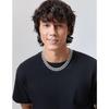 KRKC&CO Miami Cuban Chain Necklace 18mm White Gold Plated with Zirconia Men's Choker Hip Hop Accessory 46cm