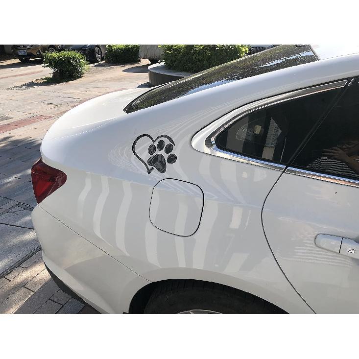 LZLRUN 3D Chrome Dog Paw Footprint with Peach Heart Sticker Decal Auto Car Emblem Decal Decoration (Black)