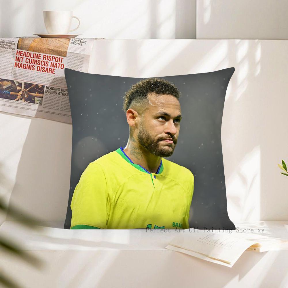 1 Stück F-Fußball N-Neymar Kissenbezug Quadratischer Kissenbezug Schlafzimmer Sofa Raum Dekoration Lässiger Kissenbezug