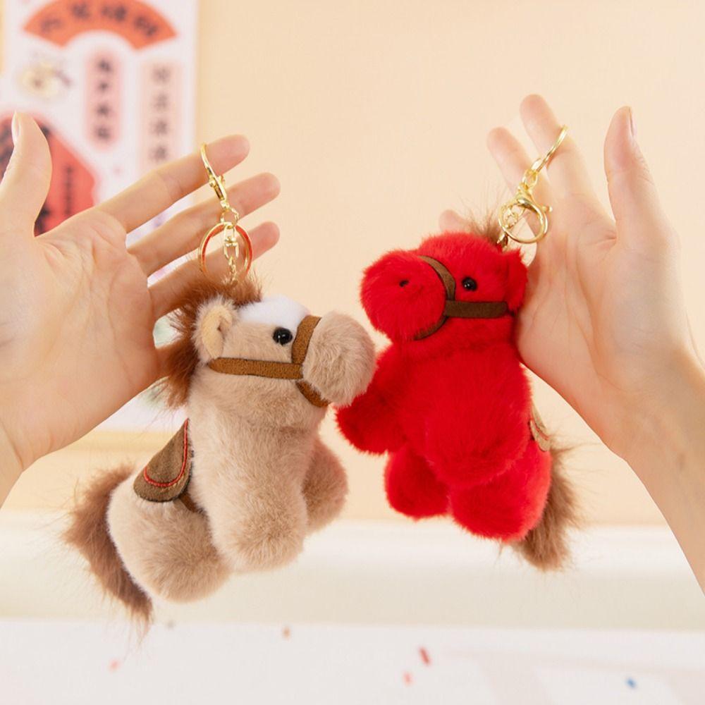 Lifelike Mini Horse Pendant Cute Plush Horse Doll Pendant Festive Decor