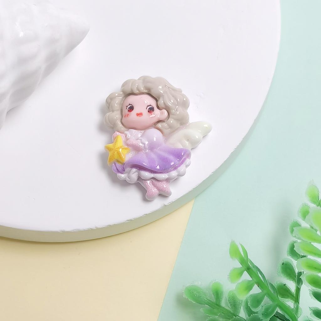100Pcs Cute Resin Cartoon Angel Girl Series Flat Back Cabochons Scrapbooking DIY Jewelry Craft Decoration Accessories