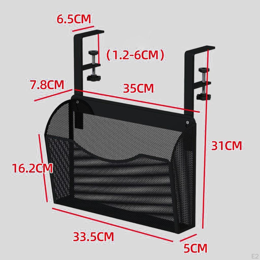Under Table Storage Holder Clamp On Desk Basket Sturdy Desktop Hanging Organizer Side
