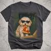 Maglietta Maltipoo che mangia la pizza, Divertente T-shirt meme cane pizza, T-shirt grafica cane buffo e soffice, Regalo originale per amanti della pizza per mamma e papà cane