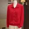 Elderly Women's Pure Wool Knitted Cardigan, Loose Plus Size Outerwear for Spring and Autumn