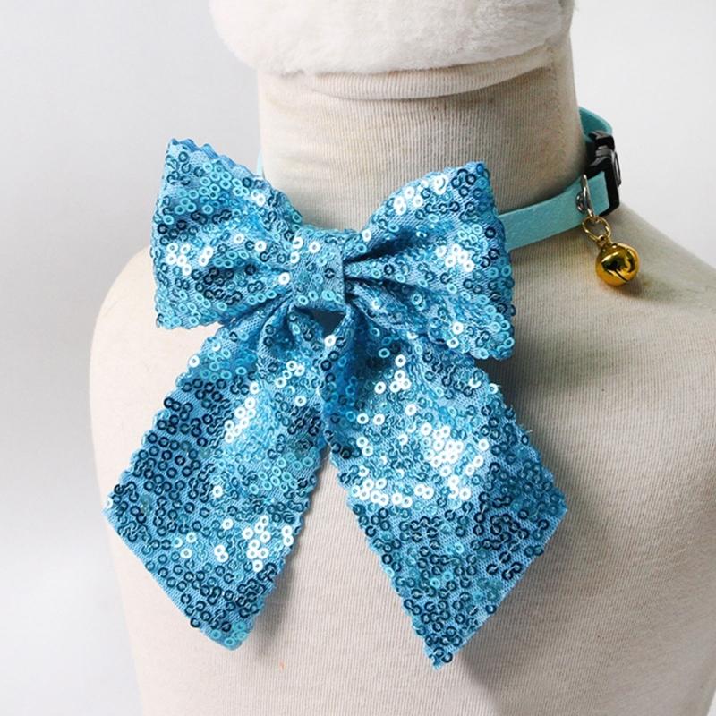 Stylish Fabric Puss Collar Necklace Adjustable Length And Decorative Bowknot Pet Neckband For Small Medium Pet