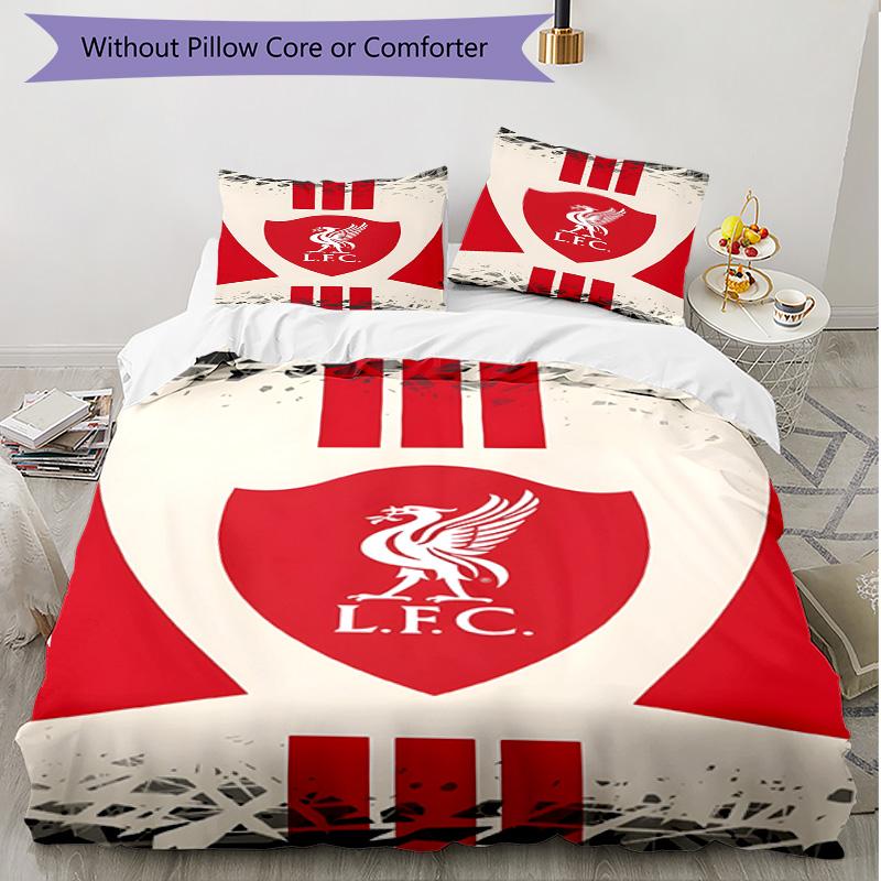 Set copripiumino 3 pezzi (1*Copripiumino + 2*Federe, Senza Nucleo), Set Biancheria da Letto Morbido Stagione Unica Liverpool F.C. Stampa, Regalo Decorazione Camera da Letto Casa