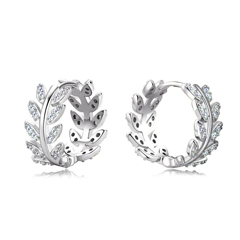 Silvere Glam The Instagram-style Leaf Moissanite Earrings, Ear Clips, Women's High-end Look, 925 Sterling Silver Ear Rings And Earrings
