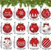 Red & White Christmas Ball Ornament Set - Festive Hanging Wood Decorations for Holiday Tree