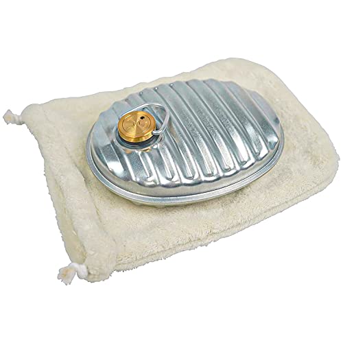 Maruka Mini Yuta A (Ace) Hot Water Bottle, 600ml, with pouch, MY-600A, Silver