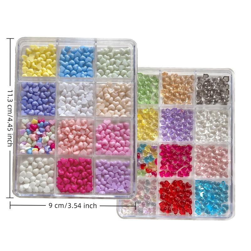 12 Grid Mixed Colorful Mini Heart Nail Jewelry Nail Charms Nail Accessories Nail Art Nail Decoration Diy Nails Parts