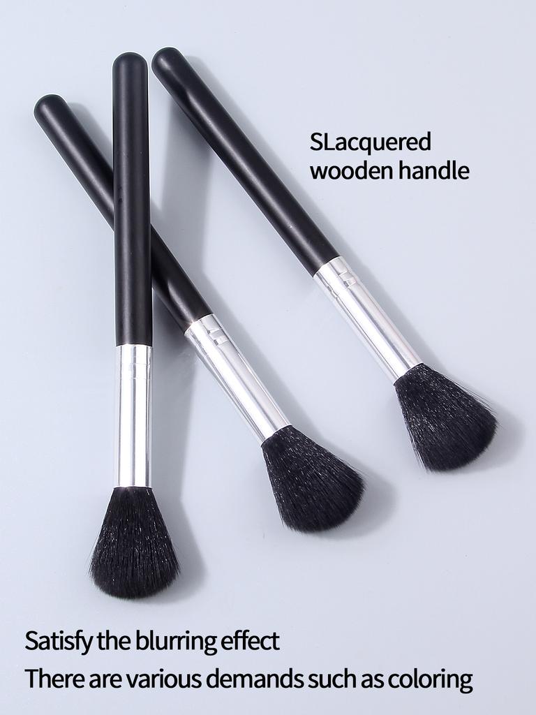 1pcs/3pcs Black Wooden Handle Fiber Blush Brush Beginner Makeup Brush Contour Brush Highlight Brush Multifunctional Makeup Tool