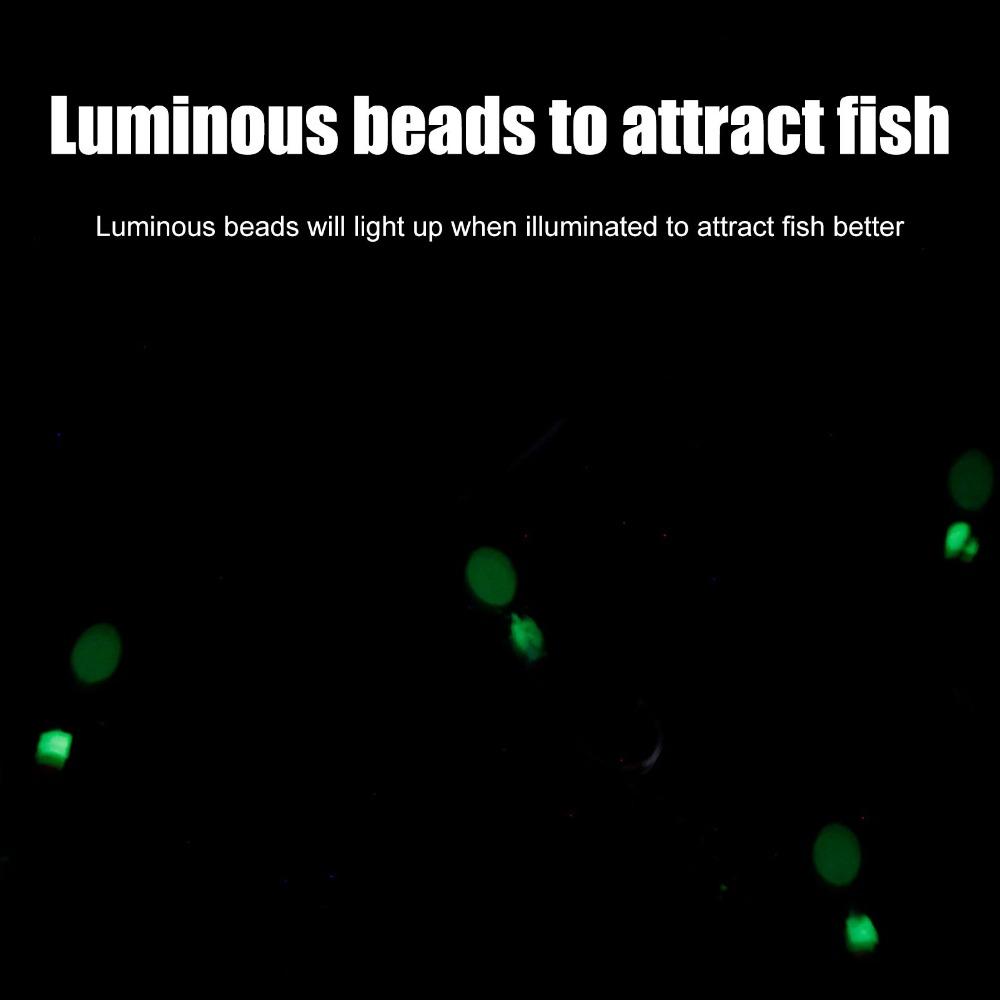 5PCS with Luminous Beads Fish Skin String Hooks Carbon Steel Fishing Bait Rigs  Saltwater Fishing