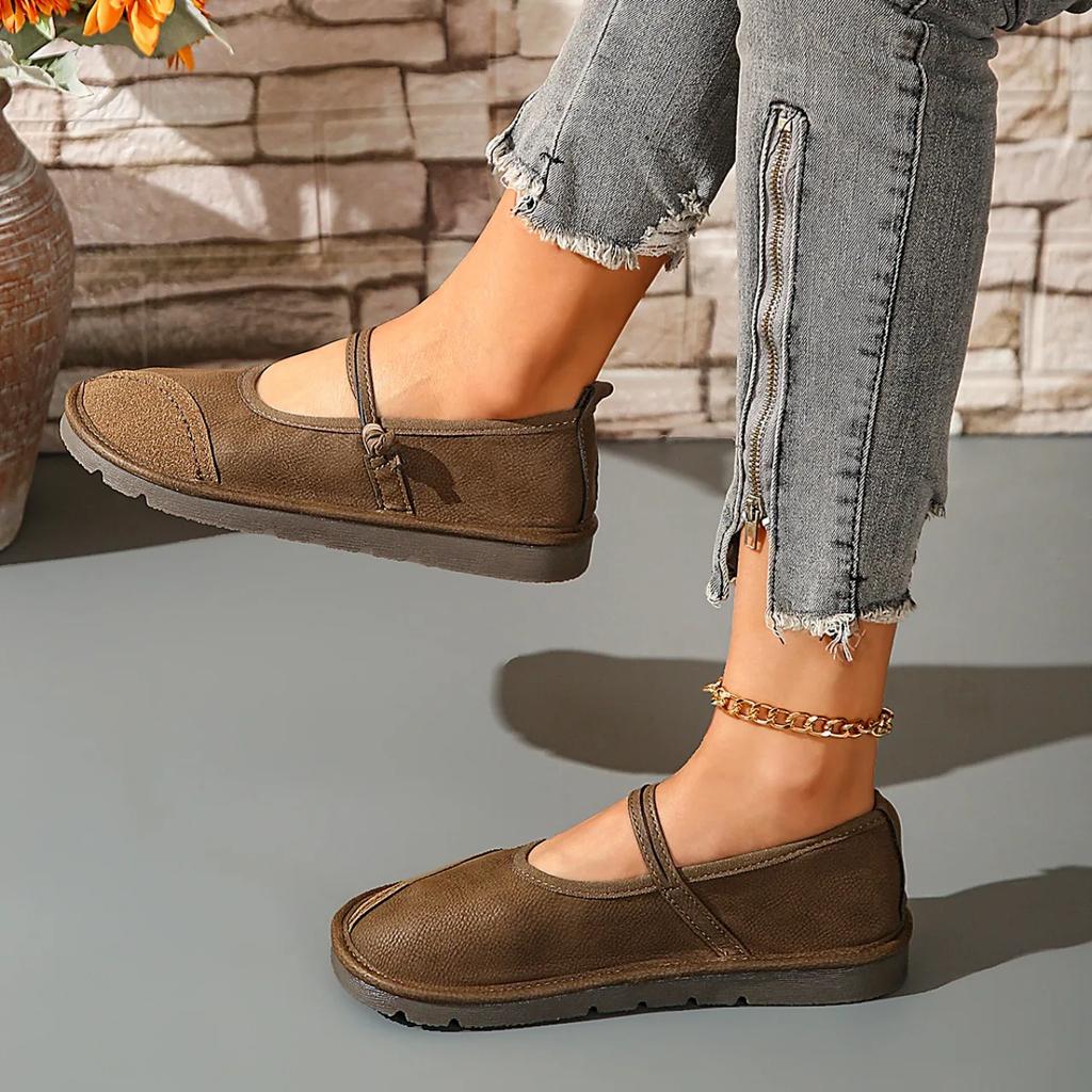 NEW Leisure Tenis Femimino Round Toe Retro Soft Sole Summer New Flats Buckle Fashion Mom Single Shoes Women's Flat Shoes