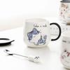 Ceramic Cat Mug with Lid and Spoon