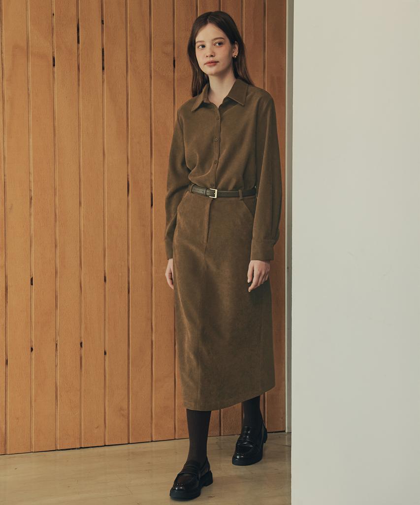 Zero Street Corduroy Toffee Long Skirt / Brown