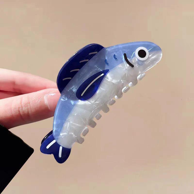 1pc New Creative Ocean Sardine Clip Hair Clip Cute Texture Shark Clip Ponytail Clip Hair Ornaments Female