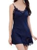 Cocos Pigme BH-Slip mit Innen-Spitzen-Camisole für Damen, Eingearbeitete Cups, Hemdbluse, Kleid, (Marineblau, L)