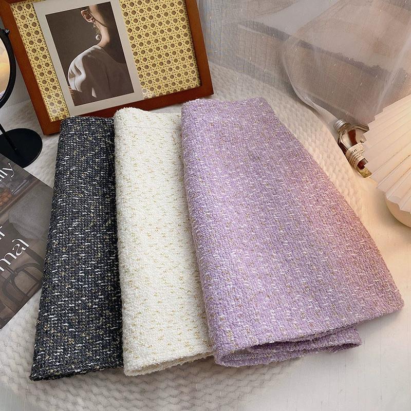 Tweed High-Waisted A-Line Skirt - Women's 2025 Autumn/Winter Korean Coco Style, Purple, Short Length