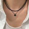 Double Layer Heart Beaded Necklace - Korean Design for Women, Summer Temperament, Versatile Clavicle Chain.