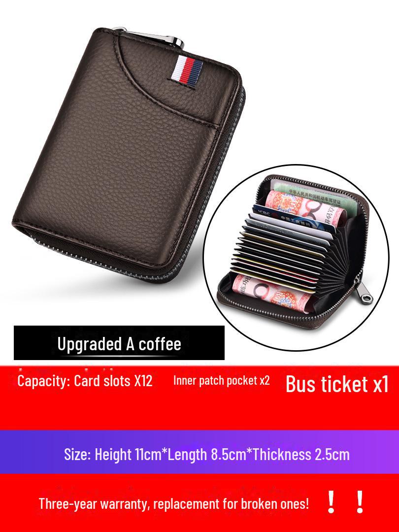 

Держатель для RFID-карт из натуральной кожи с защитой от кражи и застежкой-молнией для мужчин и женщин